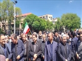 پیکر مطهر سومین شهید محراب تبریز در گلزار شهدای وادی رحمت این شهر آرام گرفت
